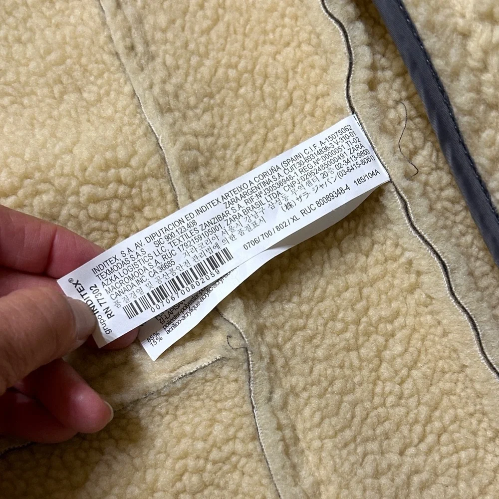 Zara gray with Cream Shearling Jacket - Picture 10 of 12